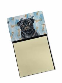 Black Pug Coworker Watercolor Sticky Note Holder Refillable Dispenser Desk Accessory 3x3 Pad Gift