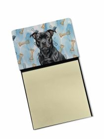 Black Staffordshire Bull Terrier Coworker Watercolor Sticky Note Holder Refillable Dispenser Desk Accessory 3x3 Pad Gift