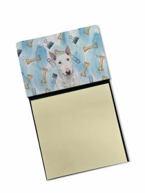 White Miniature Bull Terrier Coworker Watercolor Sticky Note Holder Refillable Dispenser Desk Accessory 3x3 Pad Gift