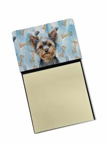 Blue and Tan Yorkshire Terrier Coworker Watercolor Sticky Note Holder Refillable Dispenser Desk Accessory 3x3 Pad Gift