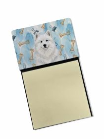 White Samoyed Coworker Watercolor Sticky Note Holder Refillable Dispenser Desk Accessory 3x3 Pad Gift