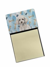 Miniature White Poodle Coworker Watercolor Sticky Note Holder Refillable Dispenser Desk Accessory 3x3 Pad Gift