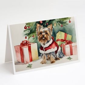 Yorkie Christmas Greeting Cards Pack of 8 Blank Cards with Envelopes Whimsical A7 Size 5x7 Blank Note Cards