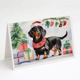 Black and Tan Dachshund Christmas Greeting Cards Pack of 8 Blank Cards with Envelopes Whimsical A7 Size 5x7 Blank Note Cards