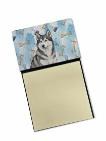 Gray and White Alaskan Malamute Coworker Watercolor Sticky Note Holder Refillable Dispenser Desk Accessory 3x3 Pad Gift