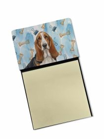 Tricolor and White Basset Hound Coworker Watercolor Sticky Note Holder Refillable Dispenser Desk Accessory 3x3 Pad Gift